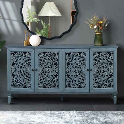 Antique blue buffet cabinet - antique,